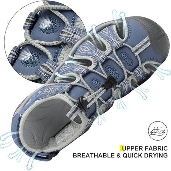 Dannto Women's 6-11 US Sport Hiking Sandals Blue Closed Toe Outdoor Athletic Wal - Picture 9 of 13